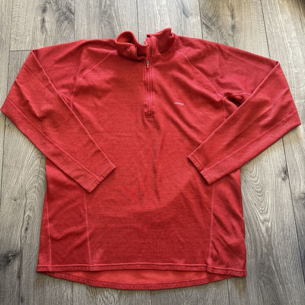 Patagonia Capilene Base Layer Thermal Weight Womens XL Red 1/2 Zip Neck Pullover